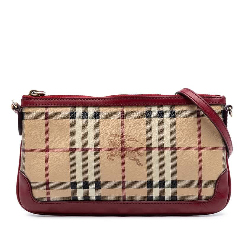 Burberry Haymarket Check Coated Canvas Peyton Crossbody Beige Very good condition - Front View
