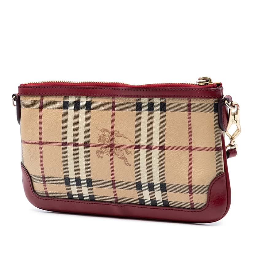 Burberry Haymarket Check Coated Canvas Peyton Crossbody Beige Very good condition - Back View