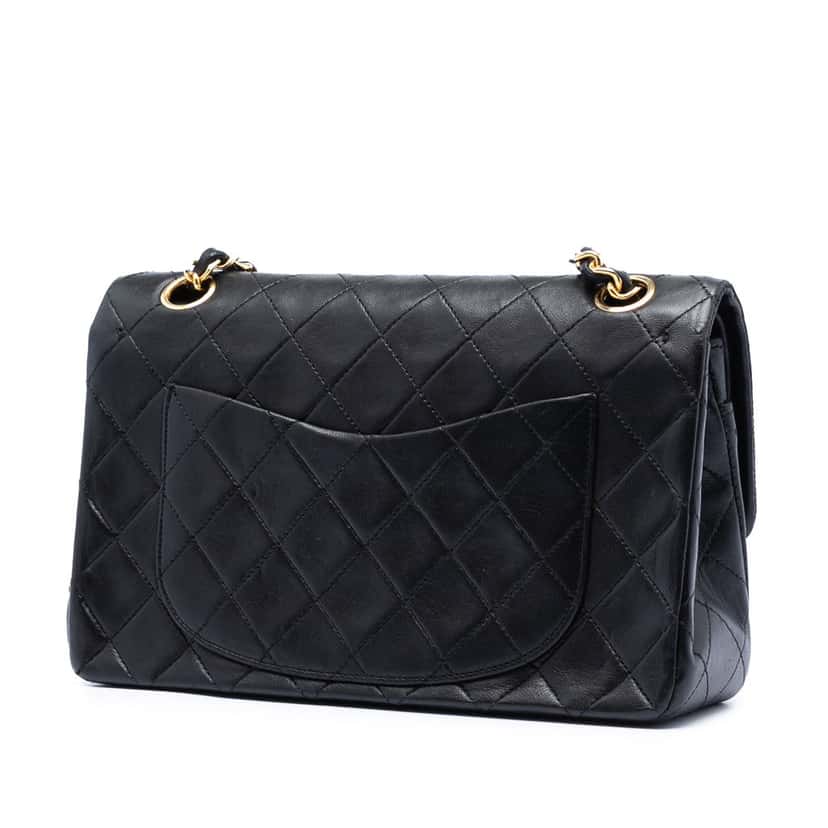 Chanel Small Classic Lambskin Double Flap Black Leather Very good condition - Back View