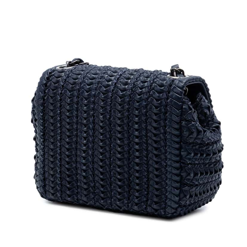 Chanel Paris Seoul Mini Crochet Lambskin Single Flap Blue Leather Very good condition - Back View