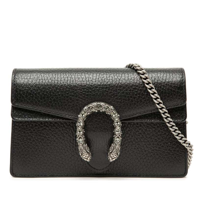 Gucci Mini Calfskin Dionysus Crossbody Black Leather Very good condition - Front View