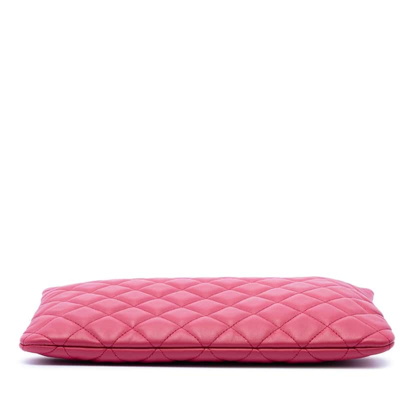 Chanel Medium Quilted Lambskin O Case Clutch Pink Leather Very good condition - Inside View