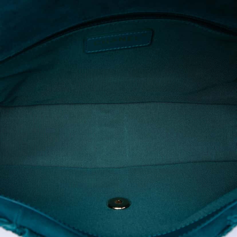 Chanel Suede Goatskin Diamond Fringe Flap Blue Leather Very good condition - Model View