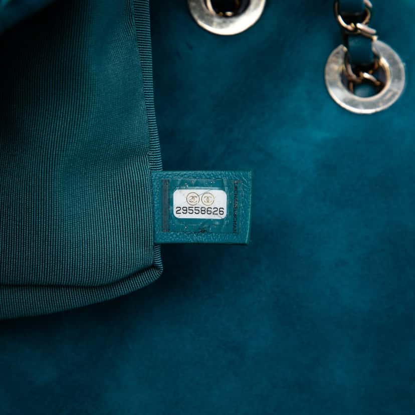 Chanel Suede Goatskin Diamond Fringe Flap Blue Leather Very good condition - Box View