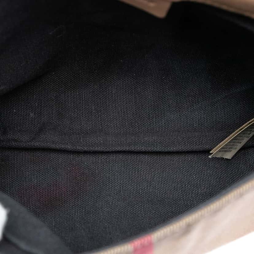 Burberry Small House Check Canvas and Leather Horseshoe Milton Crossbody Brown Very good condition - Model View