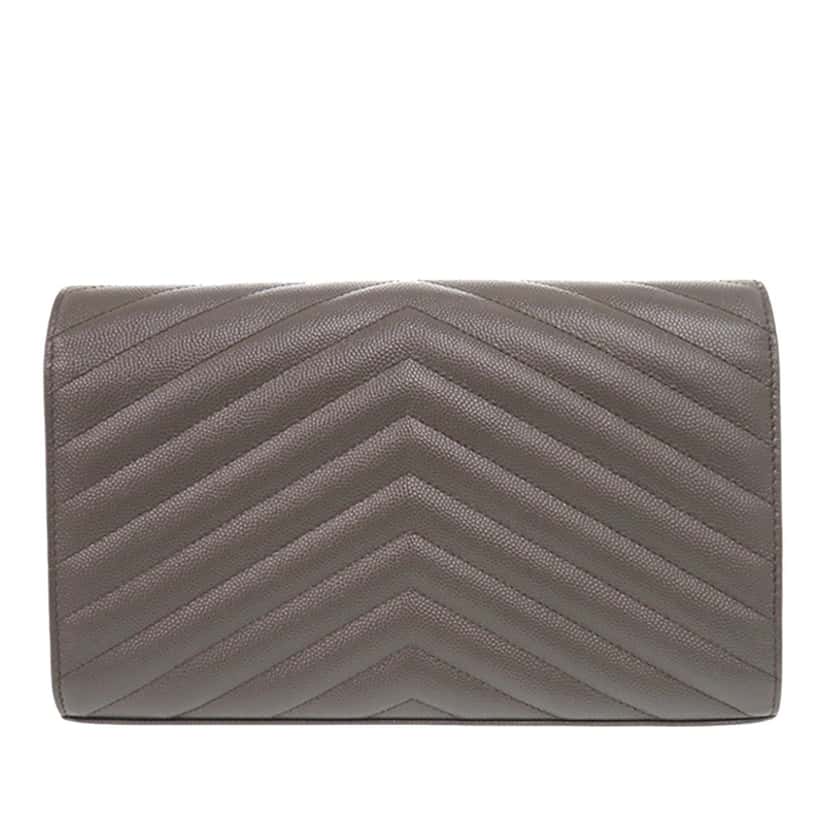 Saint Laurent Grain De Poudre Matelasse Chevron Classic Cassandre Chain Wallet Brown Leather Very good condition - Inside View