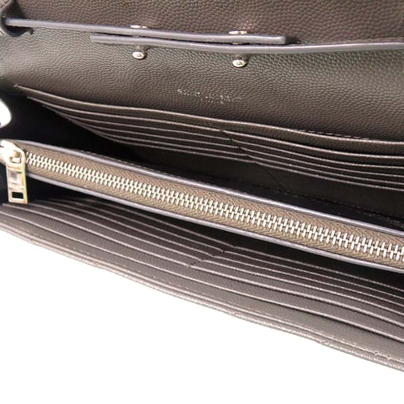 Saint Laurent Grain De Poudre Matelasse Chevron Classic Cassandre Chain Wallet Brown Leather Very good condition - Model View