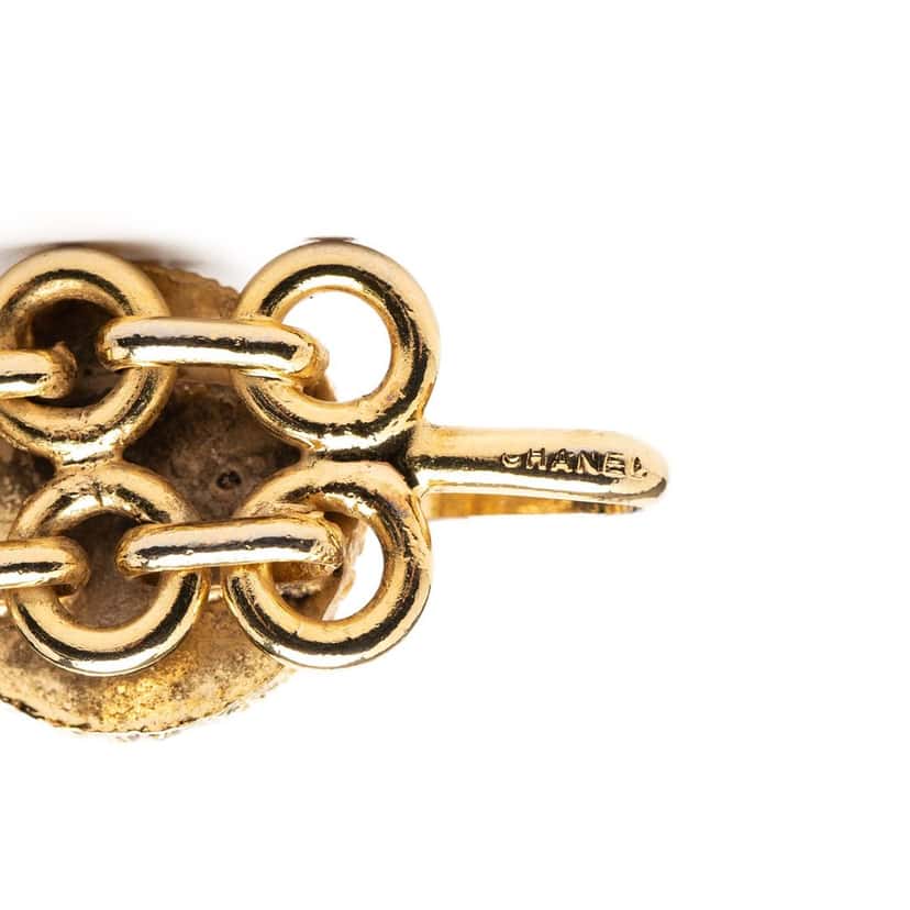 Chanel CC Gold Plated Clover Medallion Chain Belt Gold Metal Very good condition - Box View