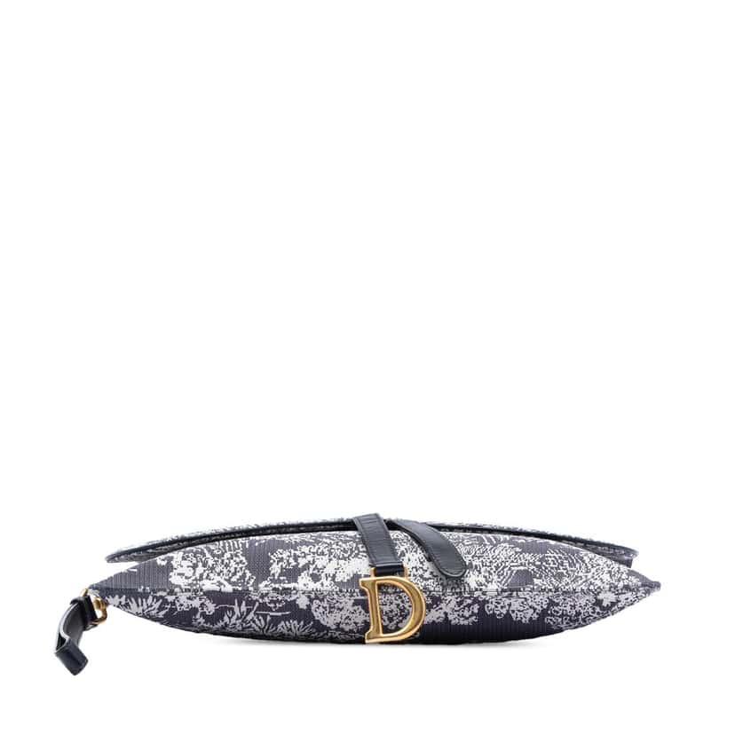 Dior Canvas Embroidered Reverse Toile De Jouy Saddle Pouch Blue Very good condition - Inside View