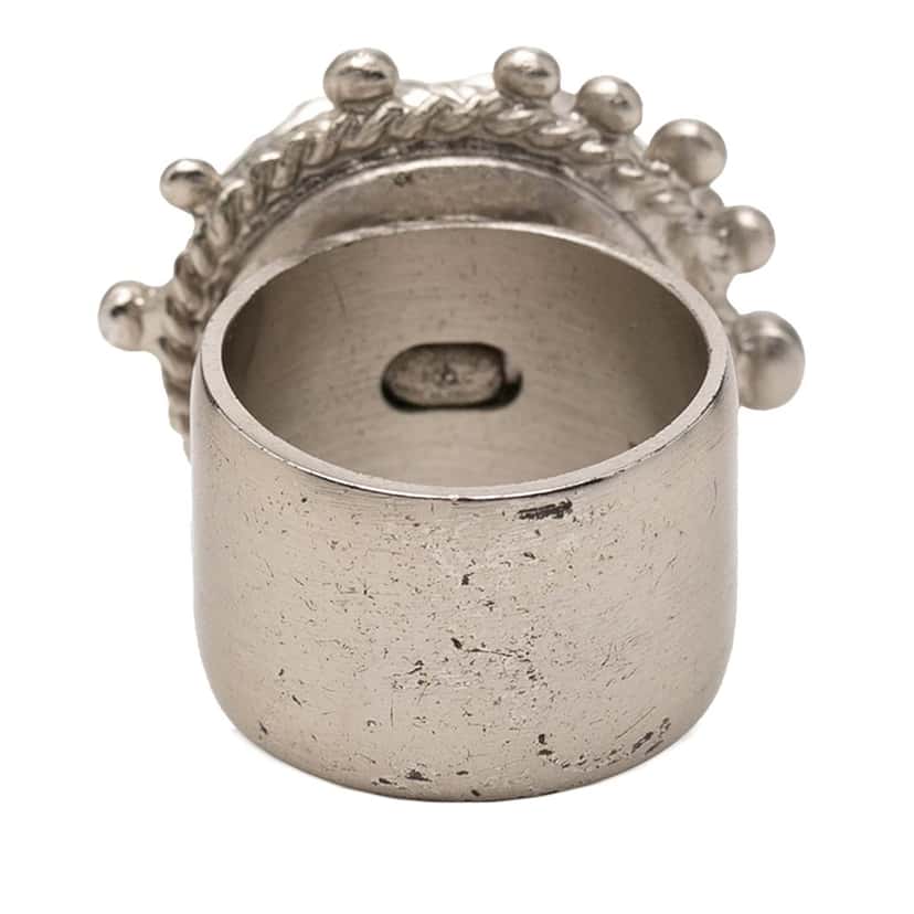 Chanel CC Brass Strass Ring Silver Metal Very good condition - Inside View