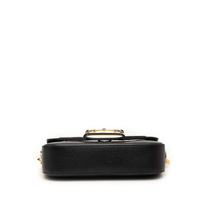 Gucci Adidas Small Textured Dollar Calfskin Trefoil Horsebit Satchel Black Leather Very good condition - Inside View