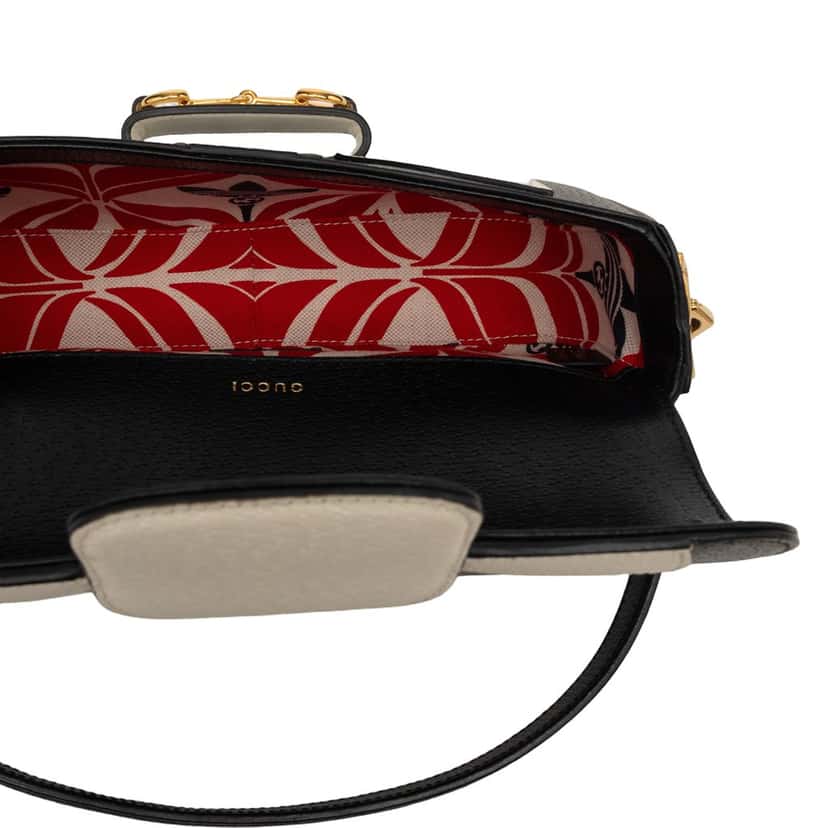 Gucci Adidas Small Textured Dollar Calfskin Trefoil Horsebit Satchel Black Leather Very good condition - Model View