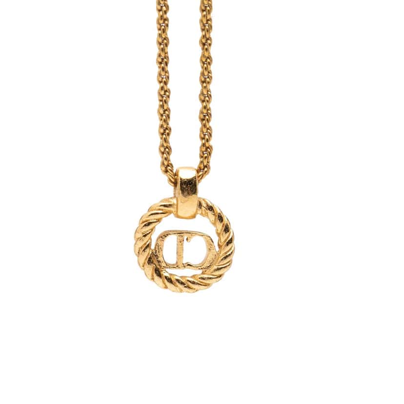 Dior Gold Plated CD Logo Pendant Necklace Gold Metal Never worn, with tag - Back View