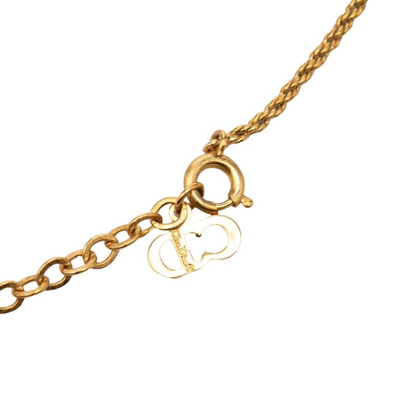 Dior Gold Plated CD Logo Pendant Necklace Gold Metal Never worn, with tag - Inside View