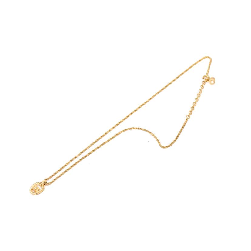 Dior Gold Plated CD Logo Pendant Necklace Gold Metal Never worn, with tag - Model View