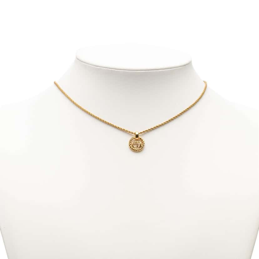 Dior Gold Plated CD Logo Pendant Necklace Gold Metal Never worn, with tag - Box View
