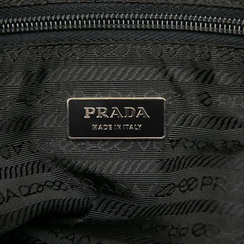 Prada Soft Calf Trimmed Tessuto Bauletto Bag Black Very good condition - Box View
