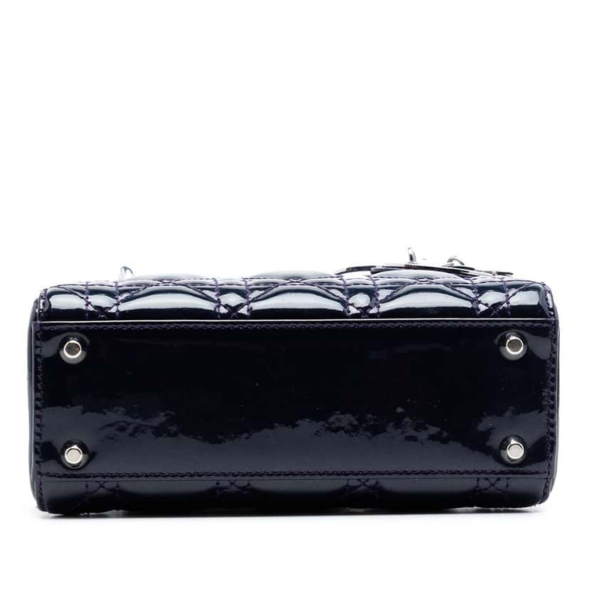 Dior Mini Patent Cannage Lady Dior Blue Leather Very good condition - Inside View