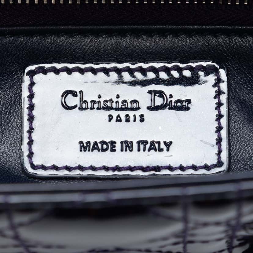 Dior Mini Patent Cannage Lady Dior Blue Leather Very good condition - Box View