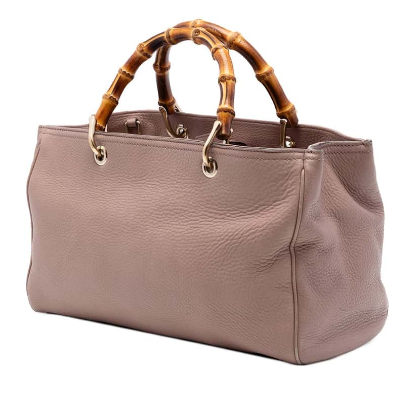 Gucci Medium Calfskin Bamboo Shopper Satchel Pink Leather Very good condition - Back View