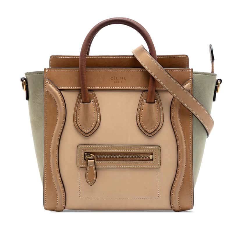 Celine Nano Tricolor Leather Luggage Tote Brown Leather Very good condition - Front View