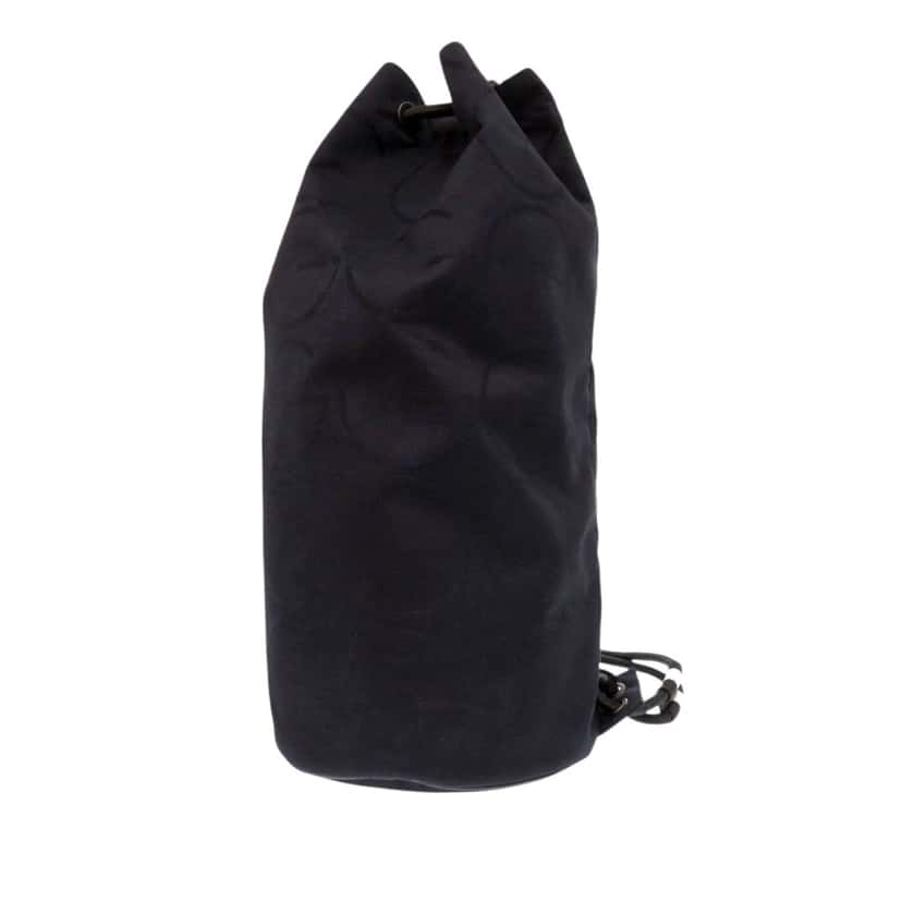 Gucci G Monogram Canvas Drawstring Sling Bag Black Very good condition - Front View