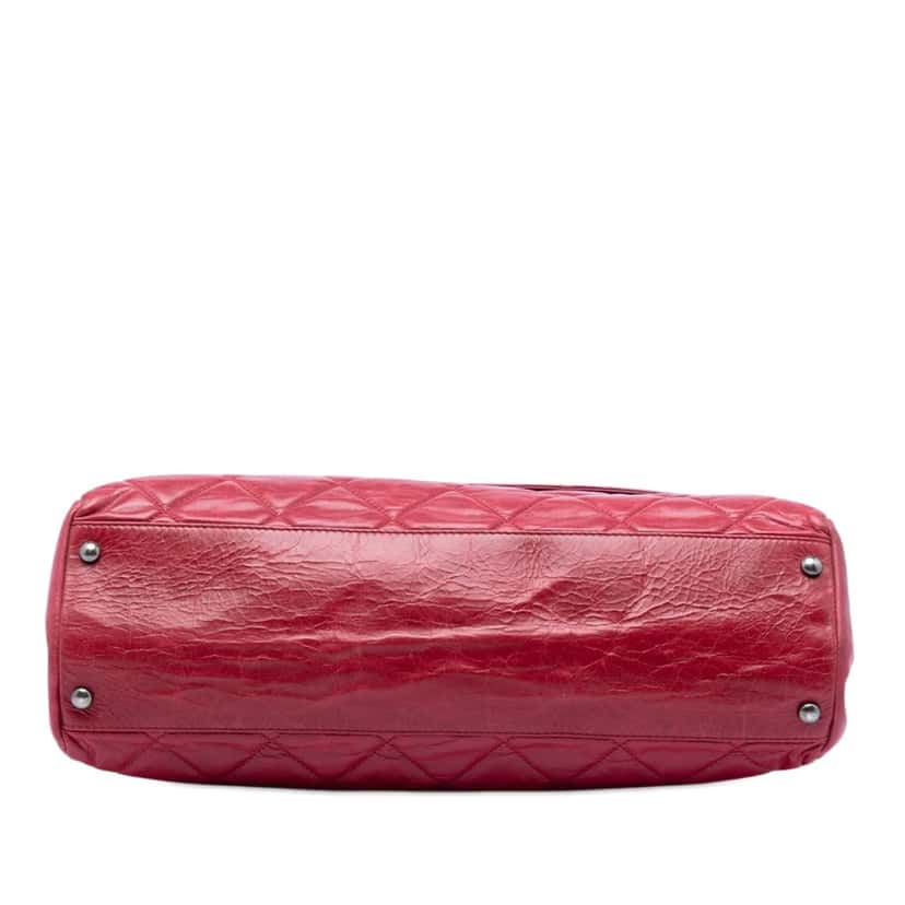 Chanel Quilted Glazed Calfskin Convertible Boy Top Handle Bag Red Leather Very good condition - Inside View