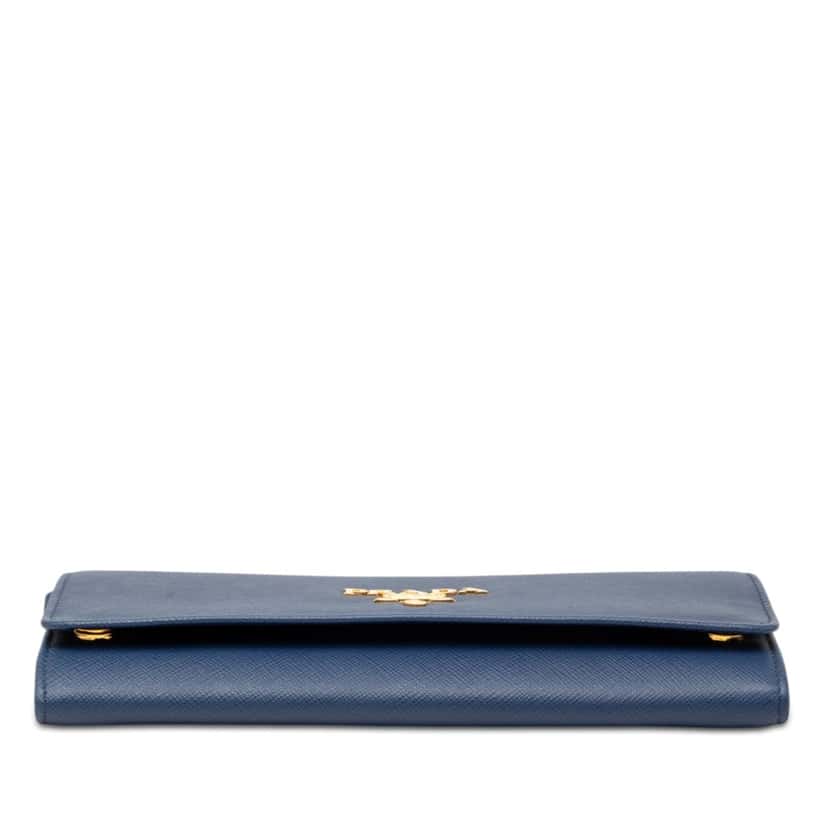 Prada Saffiano Wallet On Chain Blue Leather Very good condition - Inside View