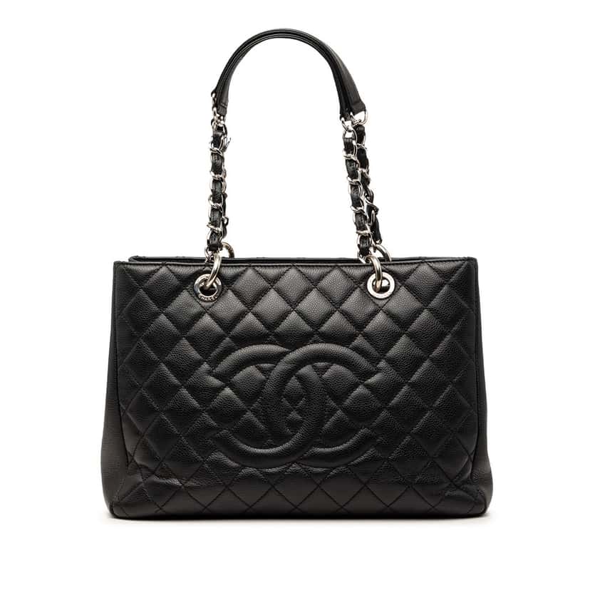 Chanel Caviar Grand Shopping Tote Black Leather Very good condition - Front View
