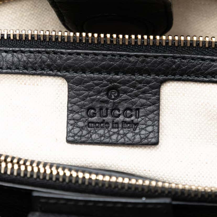 Gucci Medium Canvas Flora Knight Bamboo Shopper Satchel Black Very good condition - Box View