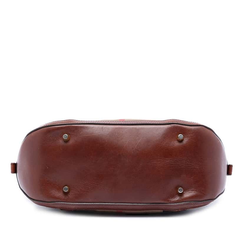 Burberry Small Leather Trimmed House Check Canvas Bridle Orchard Satchel Brown Very good condition - Inside View