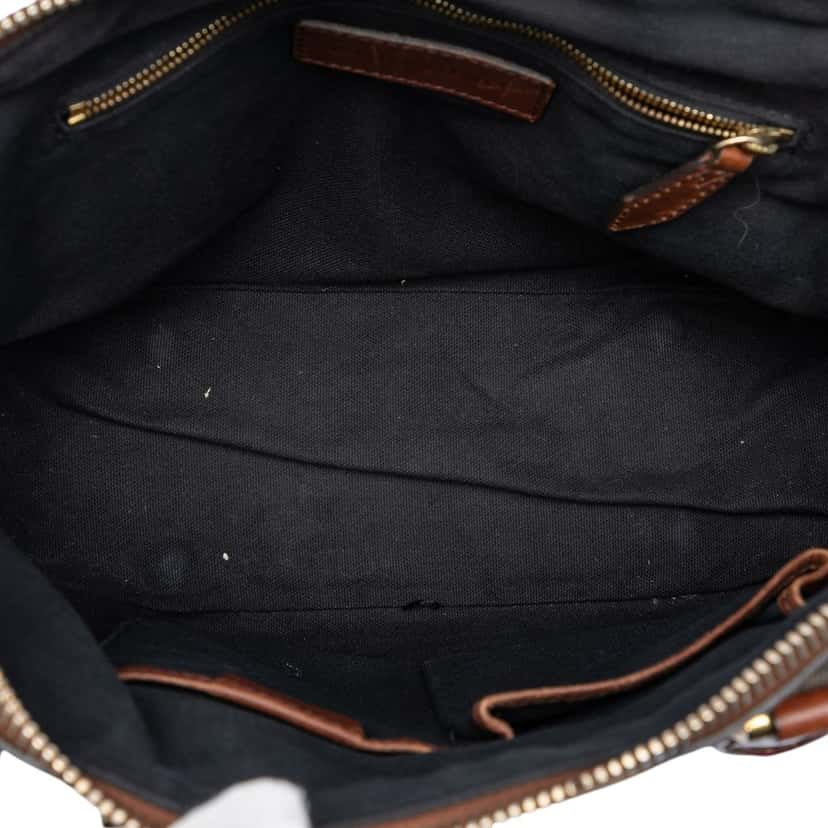 Burberry Small Leather Trimmed House Check Canvas Bridle Orchard Satchel Brown Very good condition - Model View