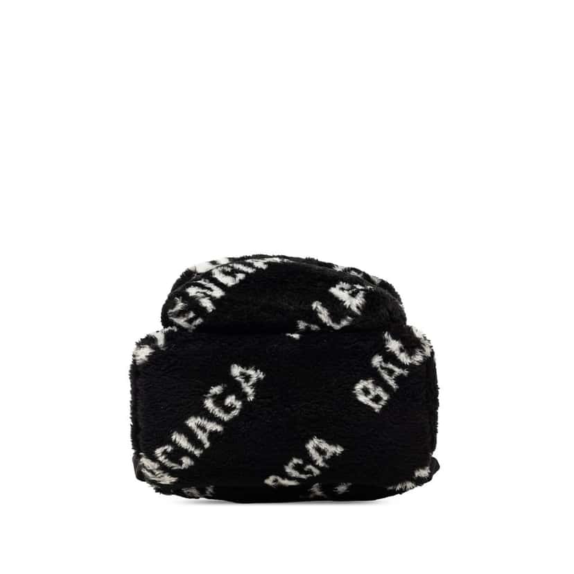 Balenciaga Small Faux Fur Diagonal Logo Everyday Backpack Black Very good condition - Inside View