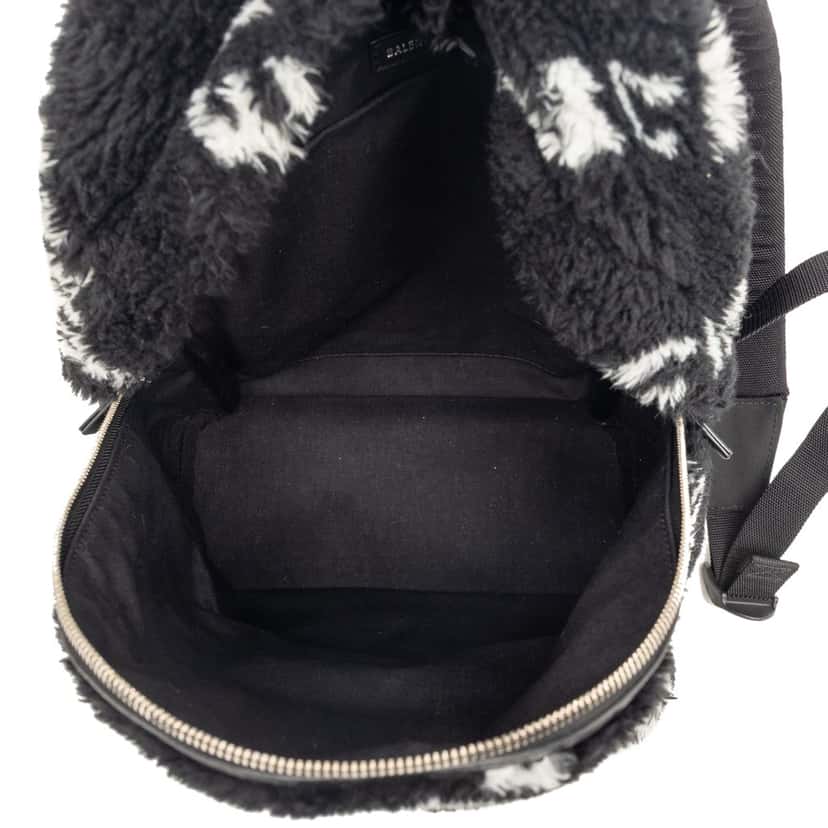 Balenciaga Small Faux Fur Diagonal Logo Everyday Backpack Black Very good condition - Model View