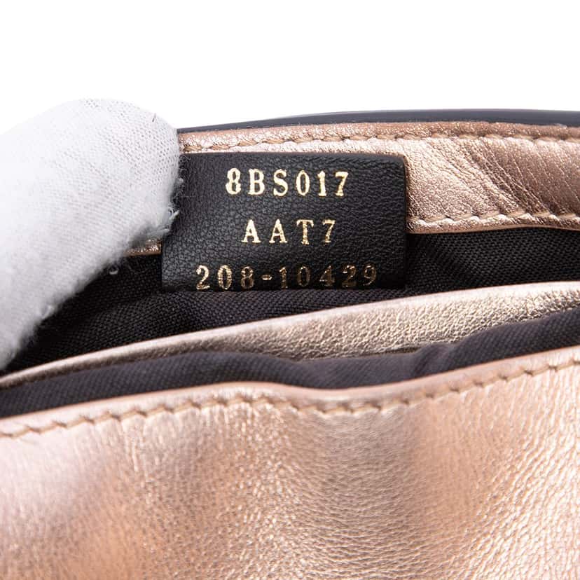 Fendi Mini Zucca Embossed Metallic Leather Baguette Satchel Pink Leather Very good condition - Box View