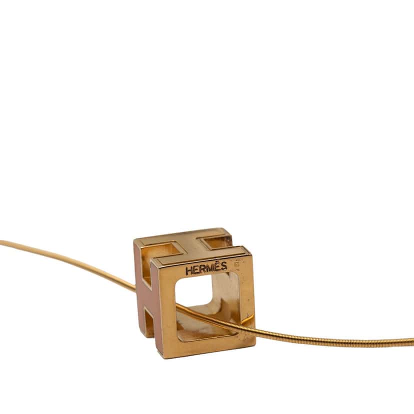 Hermès Gold Plated Lacquered Cage d H Pendant Necklace Gold Metal Very good condition - Model View
