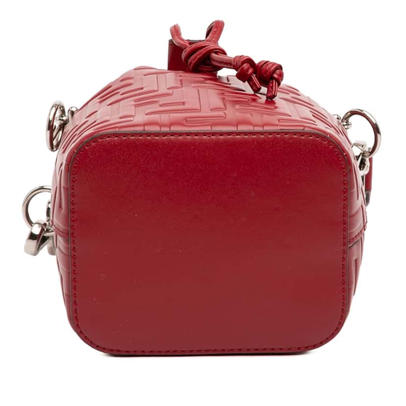 Fendi Mini Zucca Embossed Leather Mon Tresor Bucket Bag Red Leather Very good condition - Inside View