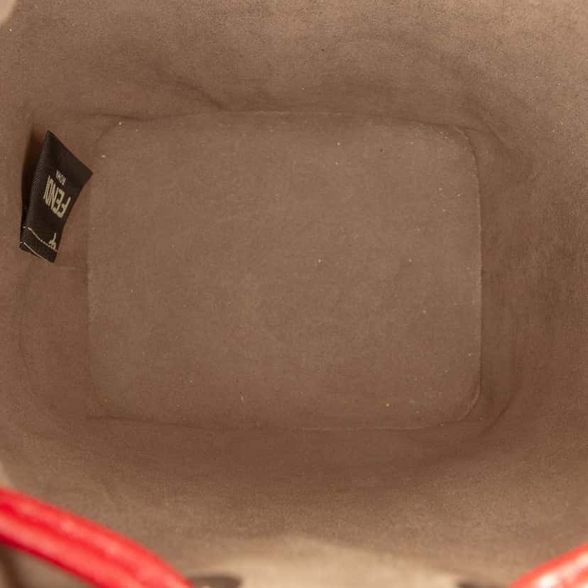 Fendi Mini Zucca Embossed Leather Mon Tresor Bucket Bag Red Leather Very good condition - Model View