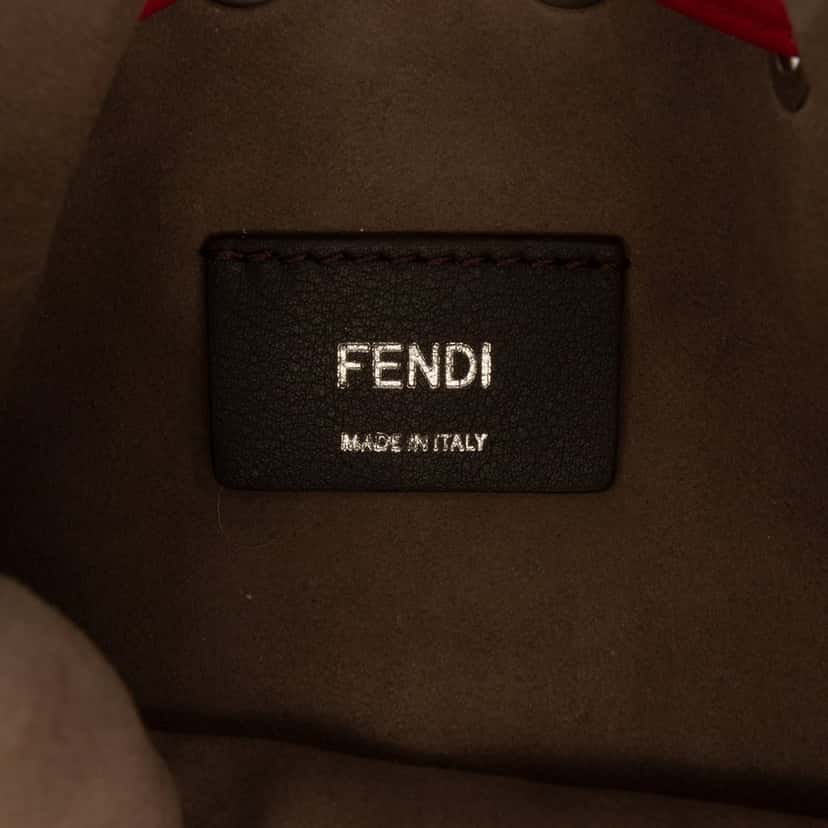 Fendi Mini Zucca Embossed Leather Mon Tresor Bucket Bag Red Leather Very good condition - Box View