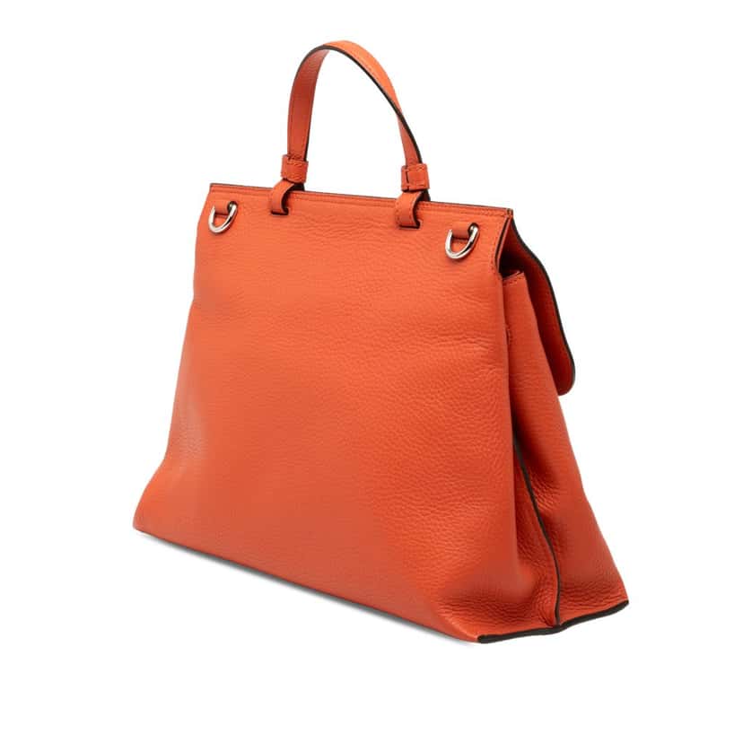 Gucci Medium Leather Bamboo Daily Satchel Orange Leather Very good condition - Back View