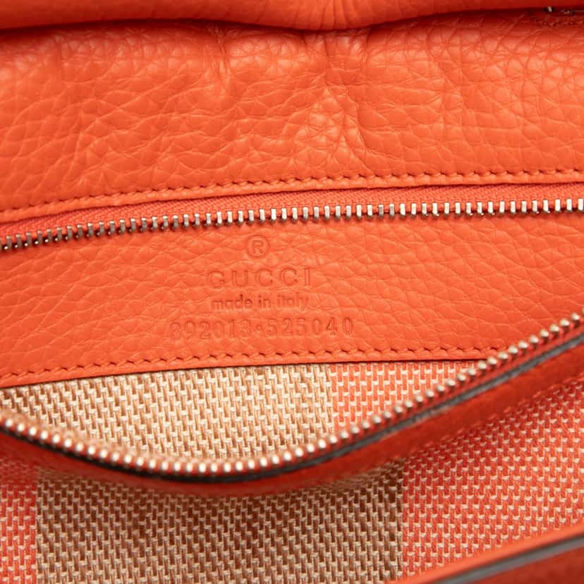 Gucci Medium Leather Bamboo Daily Satchel Orange Leather Very good condition - Box View