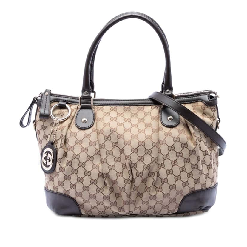 Gucci GG Canvas Sukey Satchel Beige Very good condition - Front View