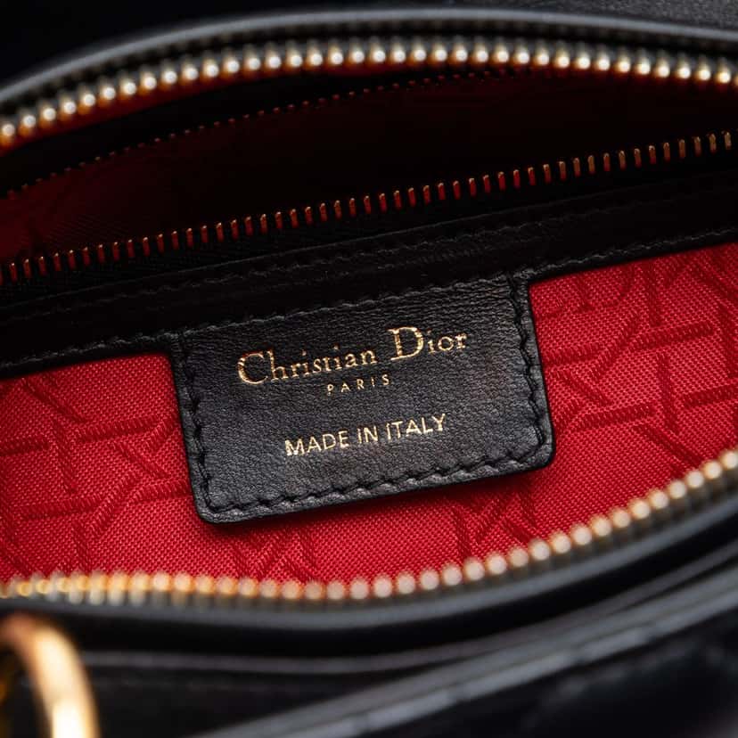 Dior Medium Lambskin Cannage Lady Dior Black Leather Very good condition - Box View