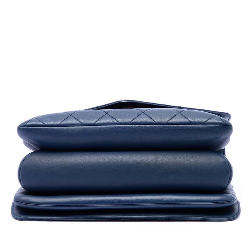 Chanel CC Quilted Calfskin Metal Top Handle Envelope Flap Blue Leather Very good condition - Inside View