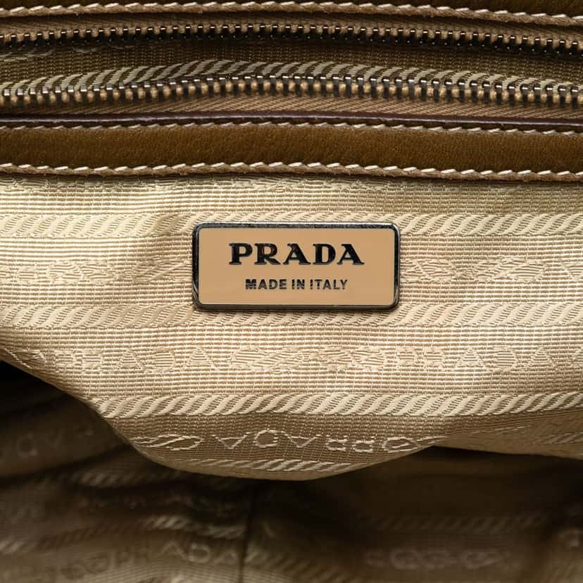 Prada Tessuto Gaufre Frame Tote Beige Very good condition - Box View