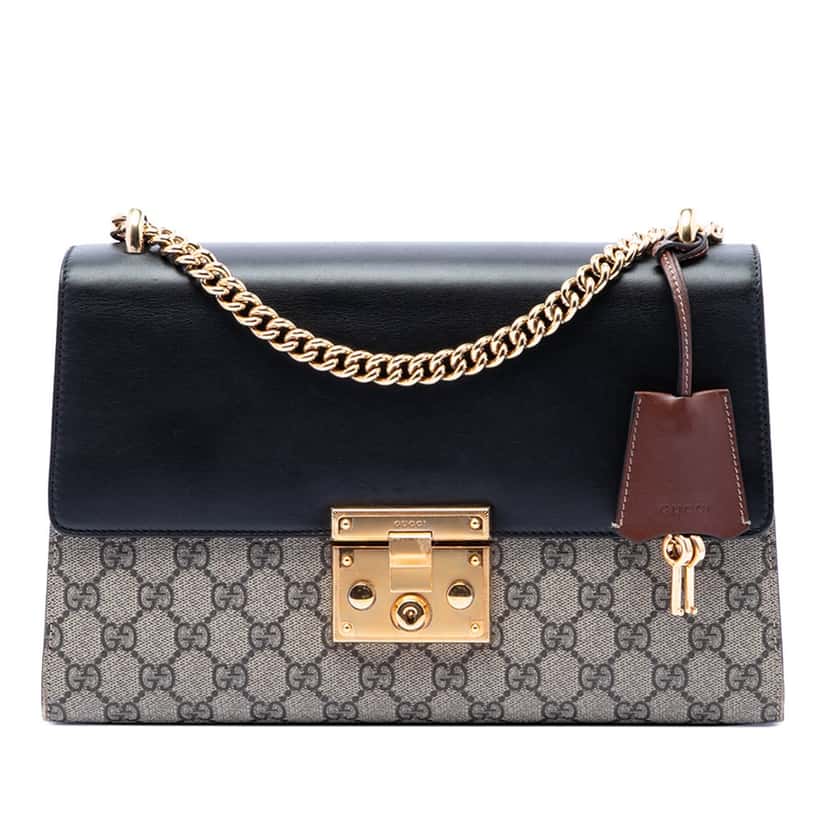 Gucci Medium GG Supreme Padlock Shoulder Bag Beige Very good condition - Front View