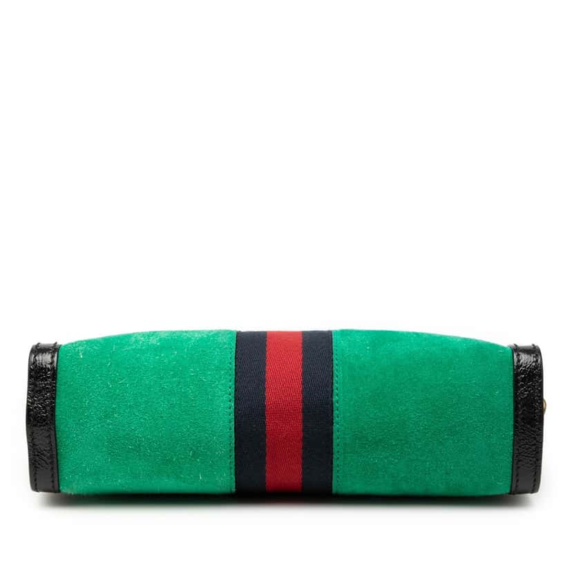 Gucci Small Suede Web Ophidia Chain Crossbody Green Leather Very good condition - Inside View