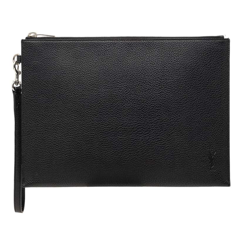 Saint Laurent Grained Calfskin Monogram Clutch