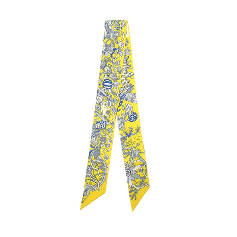 Hermès La Folle Parade Silk Twilly Scarf Yellow Very good condition - Back View