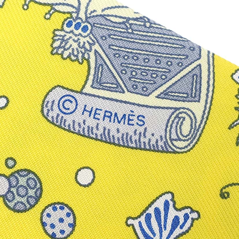 Hermès La Folle Parade Silk Twilly Scarf Yellow Very good condition - Inside View